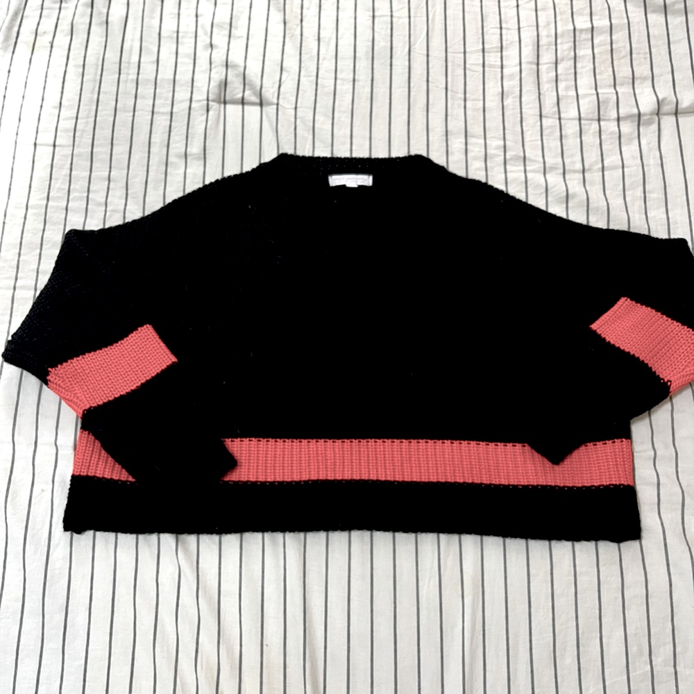 Black Sweater with Red Stripe